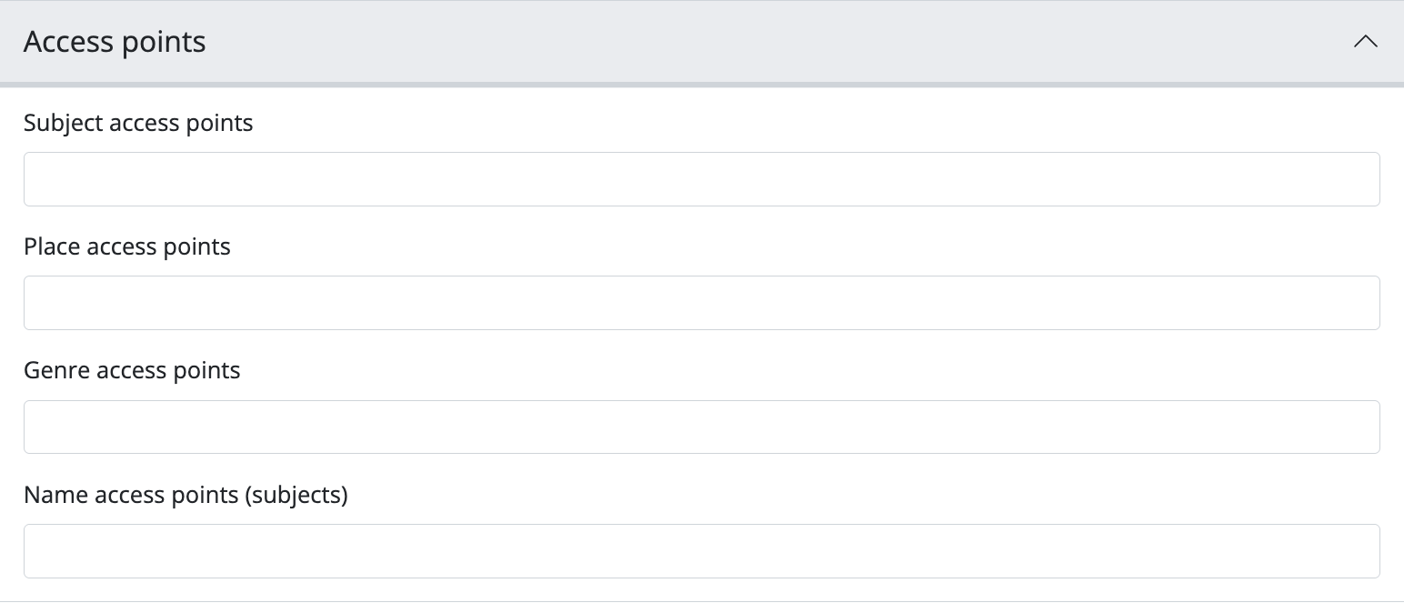 An image of the data entry fields for Access points.