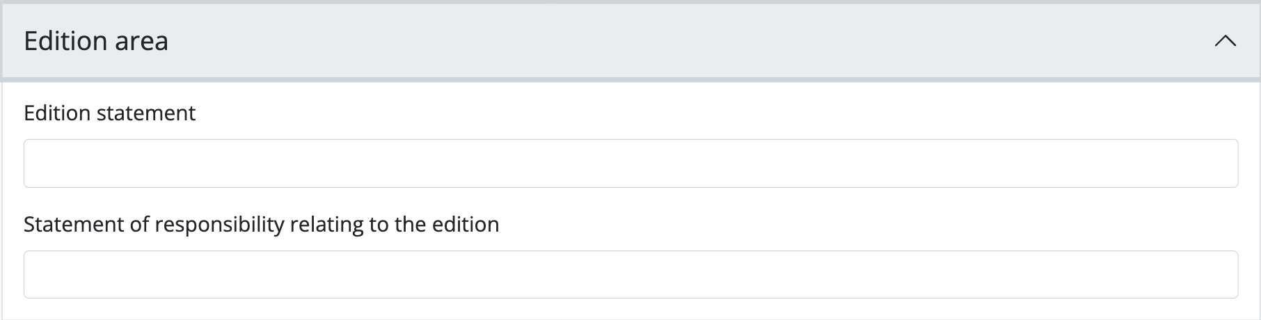 An image of the data entry fields for the Edition area.