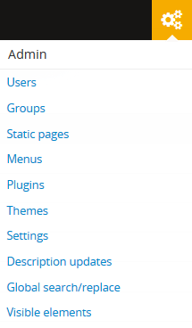 An image of the Admin menu's options