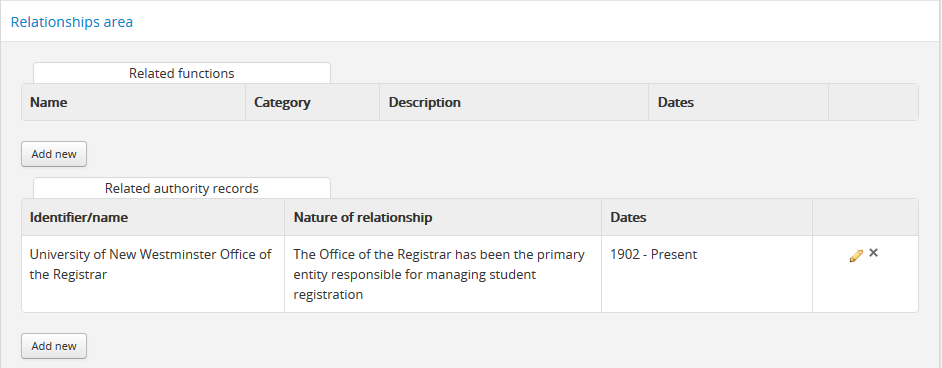 An image of the Relationships area in a function record