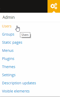 An image of the Admin menu, where Users is being selected.