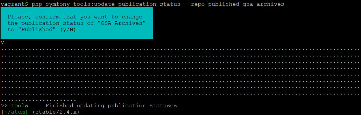 The CLI output when updating all descriptions associated with a repository