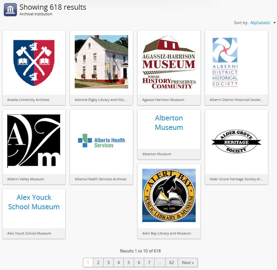 An image of institution logos the archival institution browse page