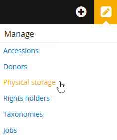 Accessing physical storage in Manage menu