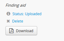 An image of a status message for an uploaded finding aid