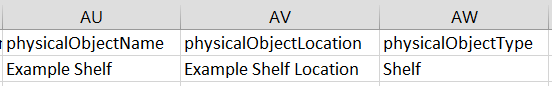 example CSV physicalObject rows