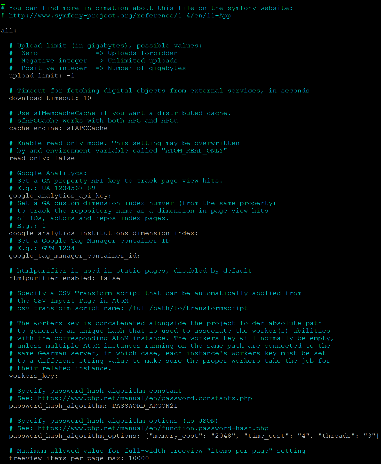 An image of the app.yml file in the command-line